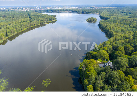 Drone view of Paprocanskie Lake near Tychy Drone view of Paprocanskie Lake near Tychy 131845623