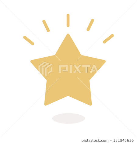 閃亮的金色星星圖示 - 簡單可愛的星標，重要且評價很高的圖像素材 131845636