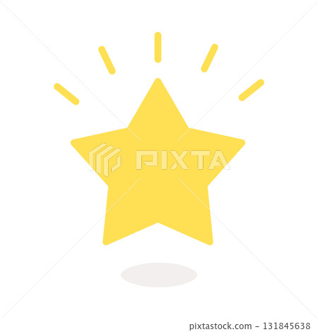 閃亮的黃色星形圖示 - 簡單可愛的星形標記，重要且高評價的圖像素材 131845638