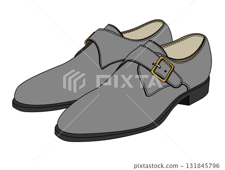 灰色斜角僧侶鞋商務鞋 131845796