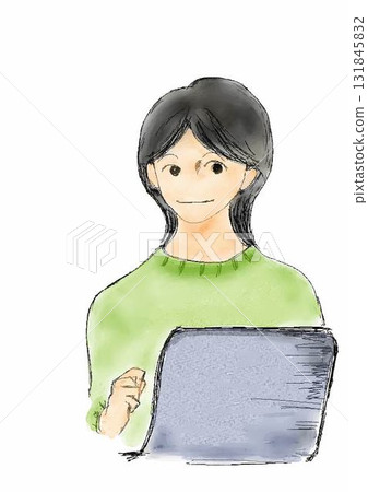 A woman using a PC A woman using a PC 131845832