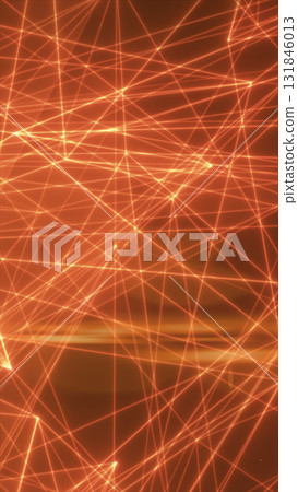 Abstract glowing orange laser grid with intersecting light beams, futuristic cyber background 131846013