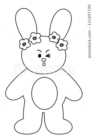 Happy bunny outline for kid colouring book, art, painting, animal print, tattoo, zoo, souvenir shop, rabbit cartoon, character, comic, plush toy, kid doll, colouring page, amusement park, happy easter 131847199