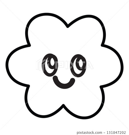 Happy flower outline for kid colouring book, environment, plants, tree, backyard, nature, garden, floral print, blossom, blooming, spring, summer, autumn, picnic, transparent background, cartoon 131847202
