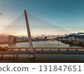 Modern cable-stayed bridge over Han River in Da Nang, Contemporary urban span connecting city skyline across Vietnamese waterway 131847651