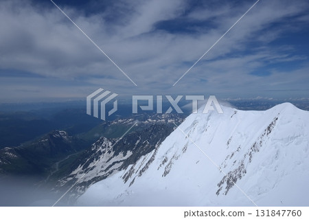 Tranquil Lake With Lush Green Forest, Snow-Capped Mountain, Blue Sky And White Clouds Tranquil Lake With Lush Green Forest, Snow-Capped Mountain, Blue Sky And White Clouds 131847760