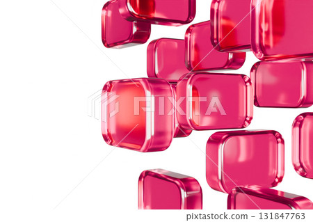 Many pink cubes against a pink wall 131847763