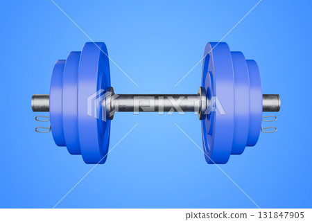 Blue dumb bar against blue background 131847905