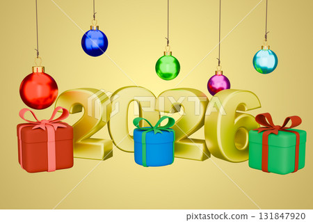 The festive number 2026 are celebrating the new year. 131847920