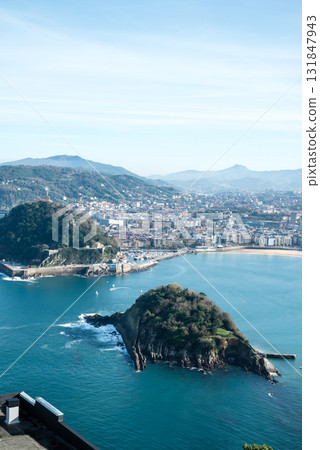 View of the mountains and city of San Sebastian from the viewpoint of Monte Igueldo View of the mountains and city of San Sebastian from the viewpoint of Monte Igueldo 131847943