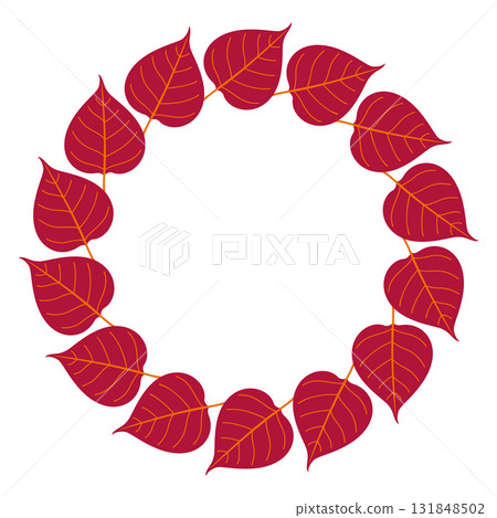 Autumn leaves circle frame. Hand drawn trendy flat style isolated 131848502