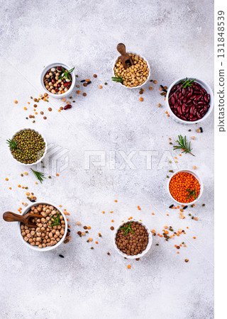 Beans, lentils, soybean, pea and chickpea Beans, lentils, soybean, pea and chickpea 131848539