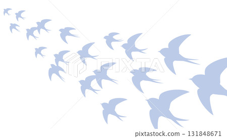 Background illustration of a silhouette of a flock of flying swallows_16:9 131848671