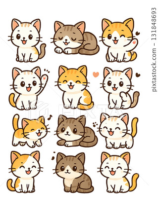 可愛的貓咪插圖集 131848693