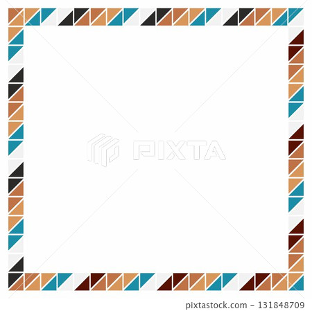 African triangles pattern frame border square. Empty space for text or picture. 131848709