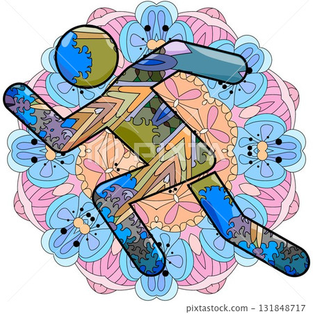 Athletics decorative icon on mandala. Olympic sport Athletics decorative icon on mandala. Olympic sport 131848717