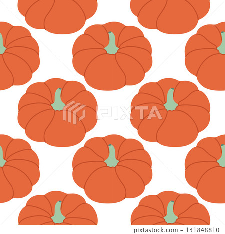 Autumn Pumpkins Pattern. Hand drawn trendy flat style. Autumn Pumpkins Pattern. Hand drawn trendy flat style. 131848810