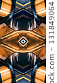 futuristic technology background with digital mirrored and symmetry patterns and cyber glow, innovative tech backdrop with tunnel and warp virtual network design and electronic light, blue and gold 131849064