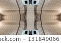 futuristic technology background with digital mirrored and symmetry patterns and cyber glow, innovative tech backdrop with tunnel and warp virtual network design and electronic light 131849066