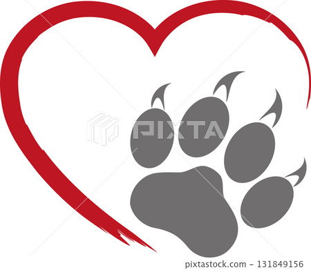 heart, cat paw, cats, paw, logo, background 131849156