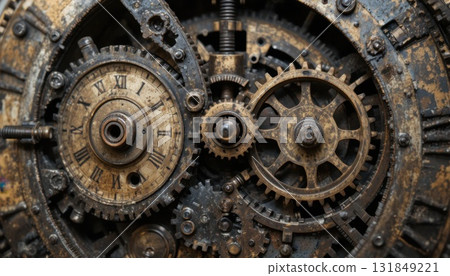 Intricate Gears and Clockwork Mechanisms Showcase Vintage Engineering Artistry and Meticulous Craftsmanship 131849221