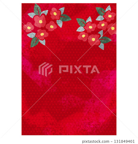 紅色背景山茶花的水彩背景插圖 紅色背景山茶花的水彩背景插圖 131849401