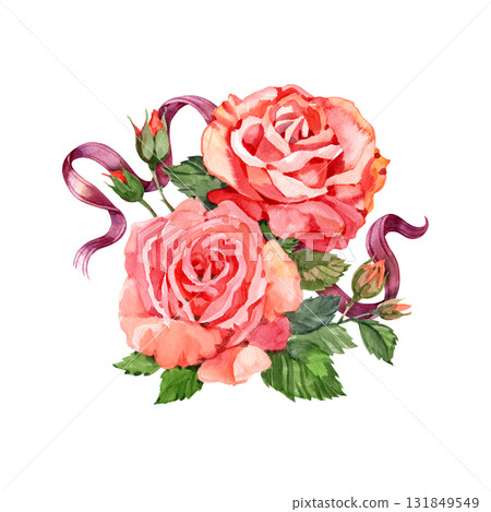 Watercolor dark red rose branch, burgundy rose flower, wedding arragement, bridal shower element,Vintage realistic botanical rose Watercolor dark red rose branch, burgundy rose flower, wedding arragement, bridal shower element,Vintage realistic botanical rose 131849549