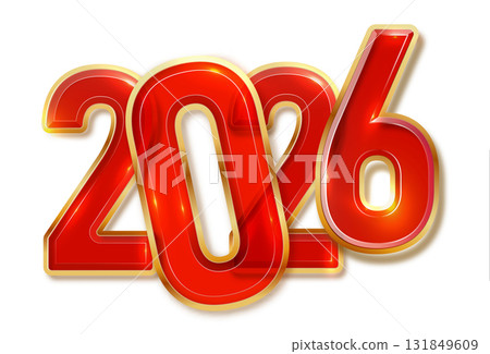 Golden red 2026 digits with glitter shine. Happy New Year banner with festive sparkle. Vector background Golden red 2026 digits with glitter shine. Happy New Year banner with festive sparkle. Vector background 131849609