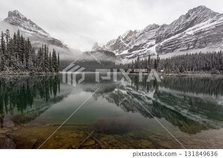 Silent Lake Ohara and reflection of snow-capped mountains Silent Lake Ohara and reflection of snow-capped mountains 131849636
