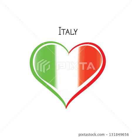 Travel italian love heart watercolor drawn icon. Love Italy flag symbol illustration 131849656