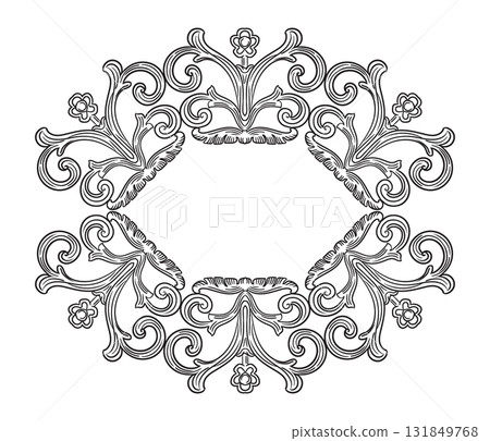 Ornate calligraphic hand drawn element and frame vector Ornate calligraphic hand drawn element and frame vector 131849768