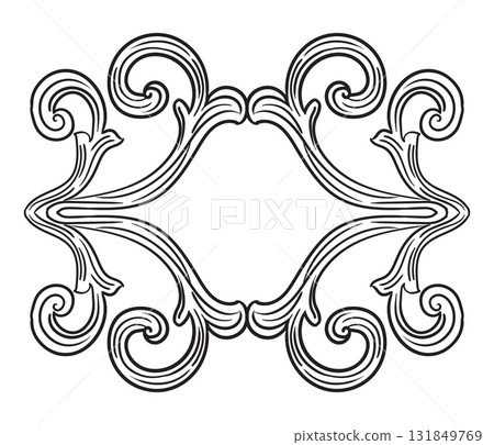 Outline retro baroque hand drawn vignette and frame vector 131849769