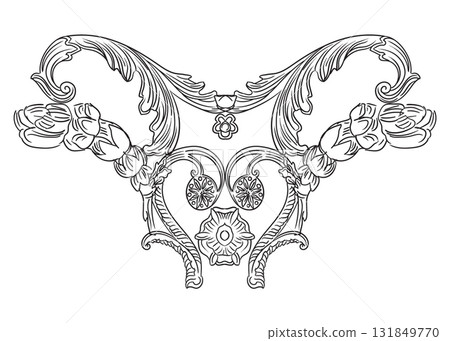 Decorative hand drawing swirl filigree vector illustration 131849770