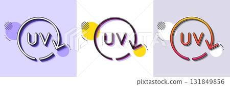 Uv protection cream line icon. Halftone dotted pattern. Gradient icon with grain shadow. Skin care sign. Cosmetic change symbol. Line uv protection icon. Various designs. Vector 131849856