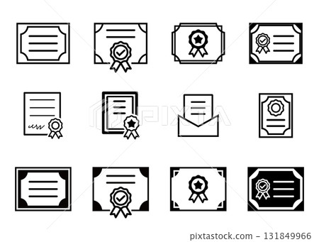 Certificate and award icon set - simple design for business and education 131849966