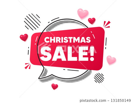 Christmas sale chat speech bubble. Love hearts concept. Christmas Sale tag. Special offer price sign. Advertising Discounts symbol. Red chat message. Offer speech bubble. Glare 3d hearts. Vector Christmas sale chat speech bubble. Love hearts concept. Christmas Sale tag. Special offer price sign. Advertising Discounts symbol. Red chat message. Offer speech bubble. Glare 3d hearts. Vector 131850149