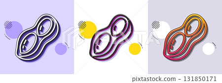 Peanut line icon. Halftone dotted pattern. Gradient icon with grain shadow. Tasty nut sign. Vegan food symbol. Line peanut icon. Various designs. Vector 131850171