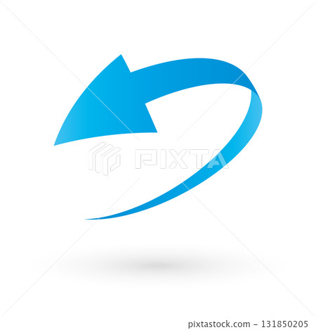 Loop circle arrow icon. Abstract symbol of refresh, reload or recycle. Simple blue 3D vector sign with dropped shadow. 131850205