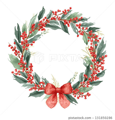 聖誕花圈畫水彩 131850286