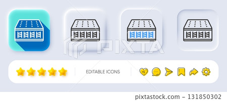 Mattress pocket spring line icon. Neumorphic, Flat shadow, 3d buttons. Orthopedic sprung pad sign. Breathable sleep bed symbol. Line mattress icon. Social media icons. Vector Mattress pocket spring line icon. Neumorphic, Flat shadow, 3d buttons. Orthopedic sprung pad sign. Breathable sleep bed symbol. Line mattress icon. Social media icons. Vector 131850302