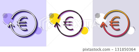 Euro Money exchange line icon. Halftone dotted pattern. Gradient icon with grain shadow. Banking currency sign. EUR Cash symbol. Line exchange currency icon. Various designs. Vector Euro Money exchange line icon. Halftone dotted pattern. Gradient icon with grain shadow. Banking currency sign. EUR Cash symbol. Line exchange currency icon. Various designs. Vector 131850364