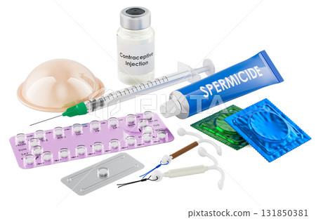 Contraceptive methods set. 3D rendering 131850381