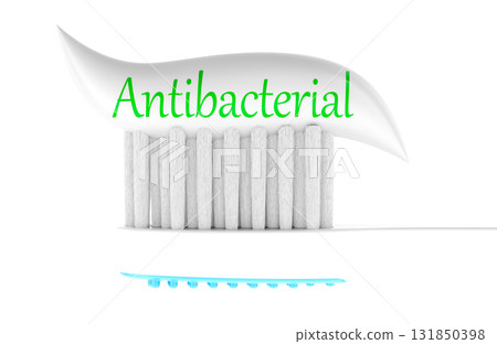 Toothbrush with antibacterial toothpaste. 3D rendering Toothbrush with antibacterial toothpaste. 3D rendering 131850398