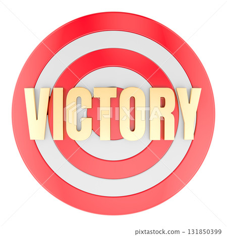 Victory text on target. 3D rendering Victory text on target. 3D rendering 131850399