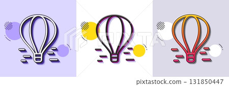 Air balloon line icon. Halftone dotted pattern. Gradient icon with grain shadow. Flight transport with basket sign. Amusement park symbol. Line air balloon icon. Various designs. Vector Air balloon line icon. Halftone dotted pattern. Gradient icon with grain shadow. Flight transport with basket sign. Amusement park symbol. Line air balloon icon. Various designs. Vector 131850447