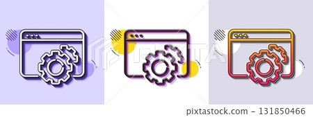 Seo gear line icon. Halftone dotted pattern. Gradient icon with grain shadow. Web settings sign. Traffic management symbol. Line seo gear icon. Various designs. Vector Seo gear line icon. Halftone dotted pattern. Gradient icon with grain shadow. Web settings sign. Traffic management symbol. Line seo gear icon. Various designs. Vector 131850466