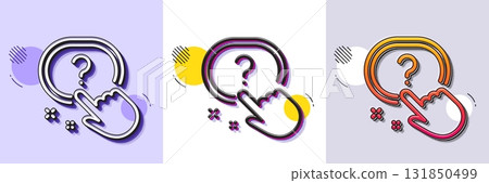 Question button line icon. Halftone dotted pattern. Gradient icon with grain shadow. Ask help sign. Faq questionnaire symbol. Line question button icon. Various designs. Vector Question button line icon. Halftone dotted pattern. Gradient icon with grain shadow. Ask help sign. Faq questionnaire symbol. Line question button icon. Various designs. Vector 131850499