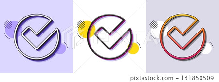 Check line icon. Halftone dotted pattern. Gradient icon with grain shadow. Approved Tick sign. Confirm, Done or Accept symbol. Line verify icon. Various designs. Vector Check line icon. Halftone dotted pattern. Gradient icon with grain shadow. Approved Tick sign. Confirm, Done or Accept symbol. Line verify icon. Various designs. Vector 131850509