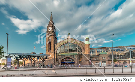 Entrance to Hamburg Hauptbahnhof timelapse hyperlapse, the main railway station, Germany. 131850587