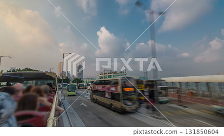 A Hong Kong streets view timelapse from open-top touristic bus during Hong Kong island's touring 131850604
